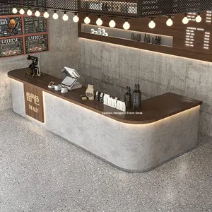 Bureau de réception commercial de style industriel en panneaux de bois carrés, hauteur réglable, pour boulangerie, café, restaurant - Product Image 2