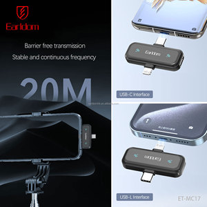 Micrófono inalámbrico Earldom Lavalier, mini micrófono de solapa para transmisiones en vivo, grabación de videos, entrevistas de programas, enseñanza en video - Product Image 2