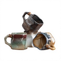 Tasse à café en céramique rustique de style Wabi-Sabi, forme irrégulière, vintage, pour le thé de l'après-midi, compatible micro-ondes