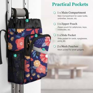 Free sample Water-Resistant <b>Storage</b> Organizer Crutch Accessories <b>Bag</b> with Drink Holder and <b>Zipper</b> Pouch for Crutches - Product Image 4