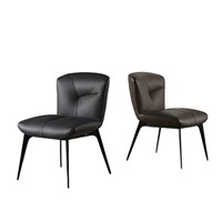 Chaise de salle à manger moderne noire rembourrée avec dossier souple, assise rembourrée, pieds en métal, design élégant pour la maison, les restaurants et les hôtels