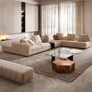 Sofas Para Salas Sala Tan Leather Sofa Three Seater Microfiber Fabric Best Decoration Tufted Sofa