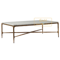 Table basse de salon en métal avec plateau en marbre, design industriel, aspect antique, pour grossistes