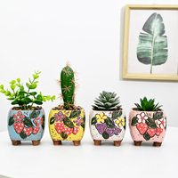 Poterie grossière coréenne en relief peinte à la main en céramique respirante pouce succulent mini pots de fleurs