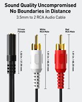 Câble audio Y 3,5 mm femelle vers 2 RCA mâle, adaptateur stéréo plaqué or, gaine en PVC, blindage tressé, lot de 2 pour home cinéma