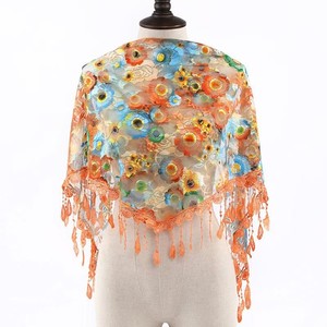 Sciarpa <span class=keywords><strong>velo</strong></span> triangolare primaverile in pizzo di poliestere per copertura testa, <span class=keywords><strong>mantilla</strong></span> per cattedrale e chiesa, scialle da sposa multicolore - Product Image 5
