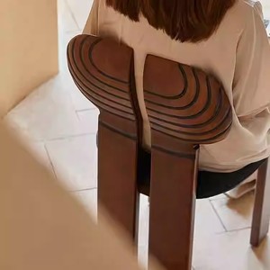 Vintage Solid Wood <b>Dining</b> <b>Chair</b> With Black Upholstered Seat For Home Use - Product Image 2