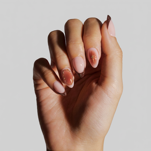 Faux ongles à presser Amber Muse marron doré avec strass, semi-opaques, brillants, réutilisables, en étui transparent - Product Image 5