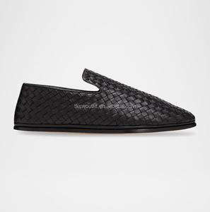 Zapatillas de Cuero Genuino Intrecciato Talla Grande 47, Unisex, para Mujer, Estilo Slip-on, Zapatos de Vestir para Hombre, Zapatos de Boda Marrones, Mocasines de Cuero para Hombre - Product Image 6