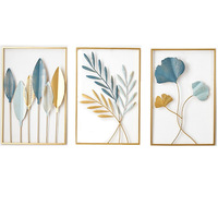 Cadre métallique en fer forgé doré pour l'intérieur de la maison Décoration murale florale suspendue de style art déco pour chambre à coucher salon Hall d'entrée