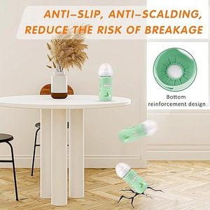 Housse de protection en silicone anti-casse pour bouteille d'eau avec support antidérapant pour bébé, étui extensible pour bouteille en verre pour enfants - Product Image 5