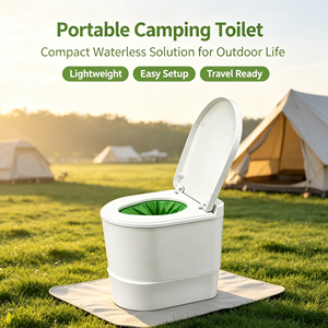 Lightweight Portable Square Dry Flush Camping Toilet Heated Seat Compact Travel <b>Mobile</b> Commode for Outdoor Hiking Picnic RV Trip - Product Image 1