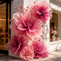 Grandes fleurs artificielles en organza personnalisées, pivoines géantes pour la décoration de mariage, la présentation en vitrine, la décoration d'événements