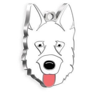 Medaglietta per Cani Pastore Tedesco in Metallo Bianco, Charm per Collare - Product Image 1