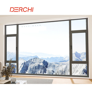 DERCHI USA marque NFRC Certification rupture thermique fenêtres en aluminium <span class=keywords><strong>isolation</strong></span> <span class=keywords><strong>phonique</strong></span> eau Double <span class=keywords><strong>vitrage</strong></span> fenêtres à battant français - Product Image 1