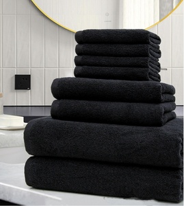 Vente en gros 100% coton personnalisé broderie éponge noire serviettes de luxe serviette de bain 70*140cm 35*75cm pour hôtel et usage domestique - Product Image 4