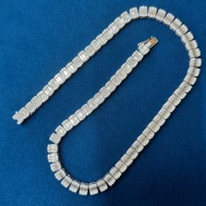 ผู้ผลิตเครื่องประดับระดับไฮเอนด์จากอินเดีย สร้อยเทนนิสเพชรโมอิสซาไนต์ทรงบาแกตต์ พร้อมเงินแท้ 925 จากซัพพลายเออร์อินเดีย - Product Image 5