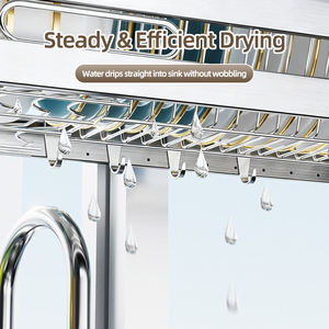 Escurridor de Platos Doble de Acero Inoxidable, Moderno y Elegante, para Fregadero de Cocina, Almacenamiento de Platos y Tazones - Product Image 4