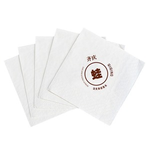 Custom Logo <b>Square</b> Paper Napkins 2 Ply Virgin Wood Pulp Printed For Restaurant Use - Product Image 1