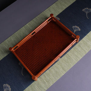 Bamboo Woven <b>Tea</b> <b>Tray</b> Rectangle Storage For <b>Tea</b> Sets And Snacks Tabletop Organizer - Product Image 2