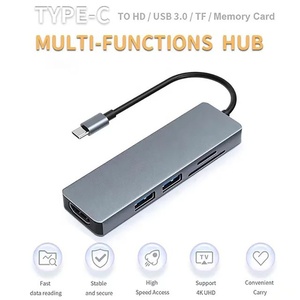 محول USB C 5 في 1 مع منفذ HDTV <span class=keywords><strong>4K</strong></span> وقارئ بطاقات SD وTF ومنفذ USB 3.0 لأجهزة MacBook Pro وAir وأجهزة الكمبيوتر المحمولة التي تعمل بنظام Windows مع منفذ Type C - Product Image 4