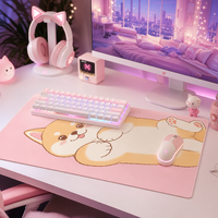 Alas Mouse Gaming PC Karet Anti Selip Bergaya Keren dengan Pola Hewan Lucu dan Latar Belakang Pink 400x900mm Tersedia di Stok