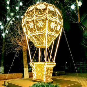 Sculpture lumineuse 3D en forme de montgolfière pour l'éclairage paysager extérieur de Noël dans les parcs, les places publiques, les rues et les parcs à thème - Product Image 1