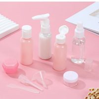 Vente en gros Ensemble de flacons de voyage Kits de flacons de voyage Bouteille en plastique PET pour le soin de la peau rose blanc Ensemble d'emballages cosmétiques en plastique