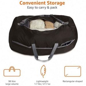 <b>Extra</b> <b>Large</b> Nylon Duffel Bag Lightweight Foldable Black Travel Luggage Bag with Custom <b>Printed</b> Logo - Product Image 3