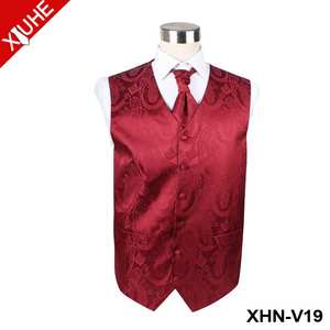 صديرية رجالي بتصميم عصري من صانعي القطع الأصلية بتصميمات بيزلي, صديرية رجالي بتصميم رسمي من الذهب ، سترة زفاف من البوليستر الأحمر مخصصة ، صديريات للرجال - Product Image 3