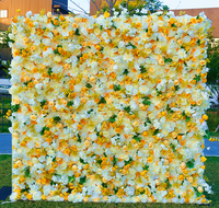Mur de fleurs artificielles rouges en soie enroulable de luxe 8ft x 8ft pour toile de fond de photographie de mariage en gros