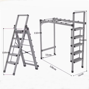 Escabeau multifonctionnel domestique échelle de séchage réglable en alliage d'aluminium à chevrons <span class=keywords><strong>escalier</strong></span> escabeau pliant - Product Image 6