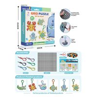Kit de perles pixel DIY pour porte-clés fait main, jouet puzzle en grille pour enfants, art mosaïque créatif, fabrication de porte-clés à perles carrées, jouet artisanal éducatif