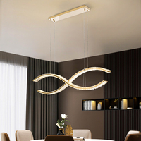 Lustre en cristal torsadé en forme de S, lampe suspendue en cristal courbé en forme d'infini pour salle à manger, îlot de cuisine, table