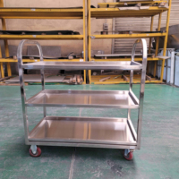 Chariot de transport Offre Spéciale à 3 niveaux en acier inoxydable pour service de restauration de restaurant