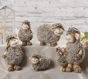 Ornamento creativo de Pascuas, mesa Interior de ovejas marrones, artesanía de cerámica, decoración para el hogar