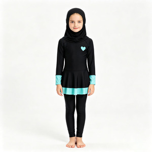 Kids Islamic Swimwear 3PCS Burkini Full Coverage Swimsuit with Hijab Long Sleeve Girls Swim Set - Product Image 1