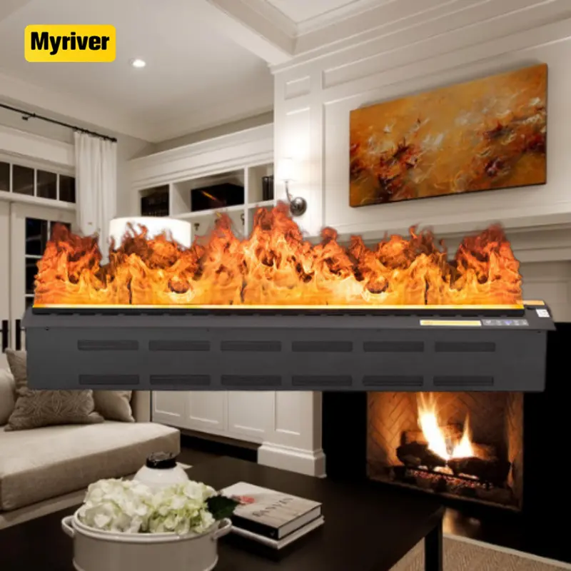 Myriver yeni stil sıcak satış kaliteli lineer 72 gaz Insertgas brülör şömine noel ahşap yanan kapalı şömine