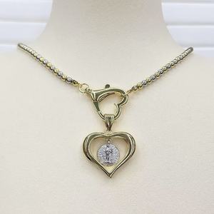 BD-D1199 Collana con Ciondolo a Cuore Placcato Oro, Pendente a Cuore Cavo con Zirconia Cubica, Charm d'Amore per Collana, Gioielli di San Valentino - Product Image 4
