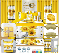 Ensemble de couvre-lit jaune de 30 pièces imprimé tournesol, ensemble de couvre-lit de 30 pièces, ensembles de couvre-lit de 30 pièces avec rideaux