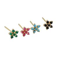 Heißer Großhandel Minimalistische Blumenförmige 925 Sterling Silber Zirkon Damen-Ohrringe Vergoldete Feine Ohrstecker