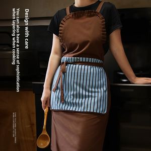 Nouvelles tabliers sans manches en coton, design innovant, anti-taches, hydrofuges, résistantes à l'huile, pour peinture, barista, cuisine, avec logo personnalisé, 2 poches - Product Image 1
