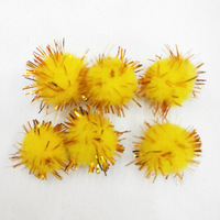 Pompons en polyester à paillettes dorées tendance, modèle M2, fourniture directe d'usine du Zhejiang ; Fils métalliques colorés pour DIY de Noël
