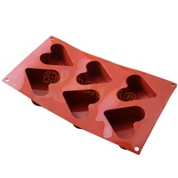 Moule à gâteau en silicone antiadhésif en forme de cœur à 6 cavités, modèle 30036000060, importé de Chine