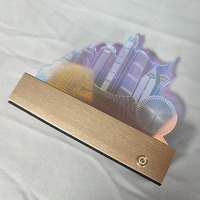 Lampe d'ambiance créative LED en acrylique et bois massif 3D colorée ; Logos d'entreprise/école personnalisés, DIY sur le thème du campus