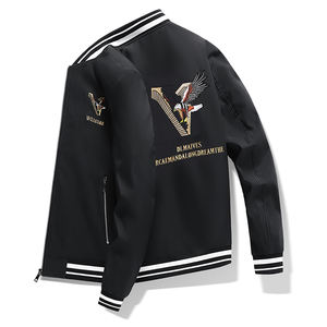 เสื้อแจ็คเก็ตปักลายสำหรับผู้ชาย, เสื้อแจ็คเก็ตแฟชั่นใหม่สำหรับฤดูใบไม้ผลิและฤดูใบไม้ร่วงสไตล์จีนคอปกแบบยืนขึ้นเสื้อเครื่องแบบเบสบอลสินค้ายุโรป - Product Image 3