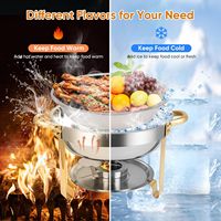 Ensemble de chauffe-plats élégant couleur or 4,5 QT, rond, complet, en acier inoxydable, avec couvercle et support, pour buffet