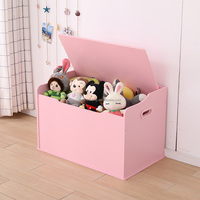 Banco de Madera Rosa Austin Toybox con Bisagra de Seguridad - Organizador Multifuncional para Sala de Juegos, para Libros y Juguetes