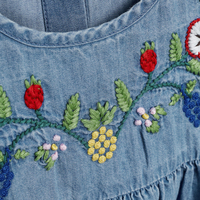Robe d'été formelle en jean de coton brodé pour enfants, personnalisable, plus de 50 couleurs, échantillon en 7 jours |   En stock |   Usine OEM/ODM de Foshan