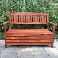 Banc de jardin d'extérieur en bois, avec dossier, rangement Patio, boîte de pont, causeuse, meubles, toutes saisons